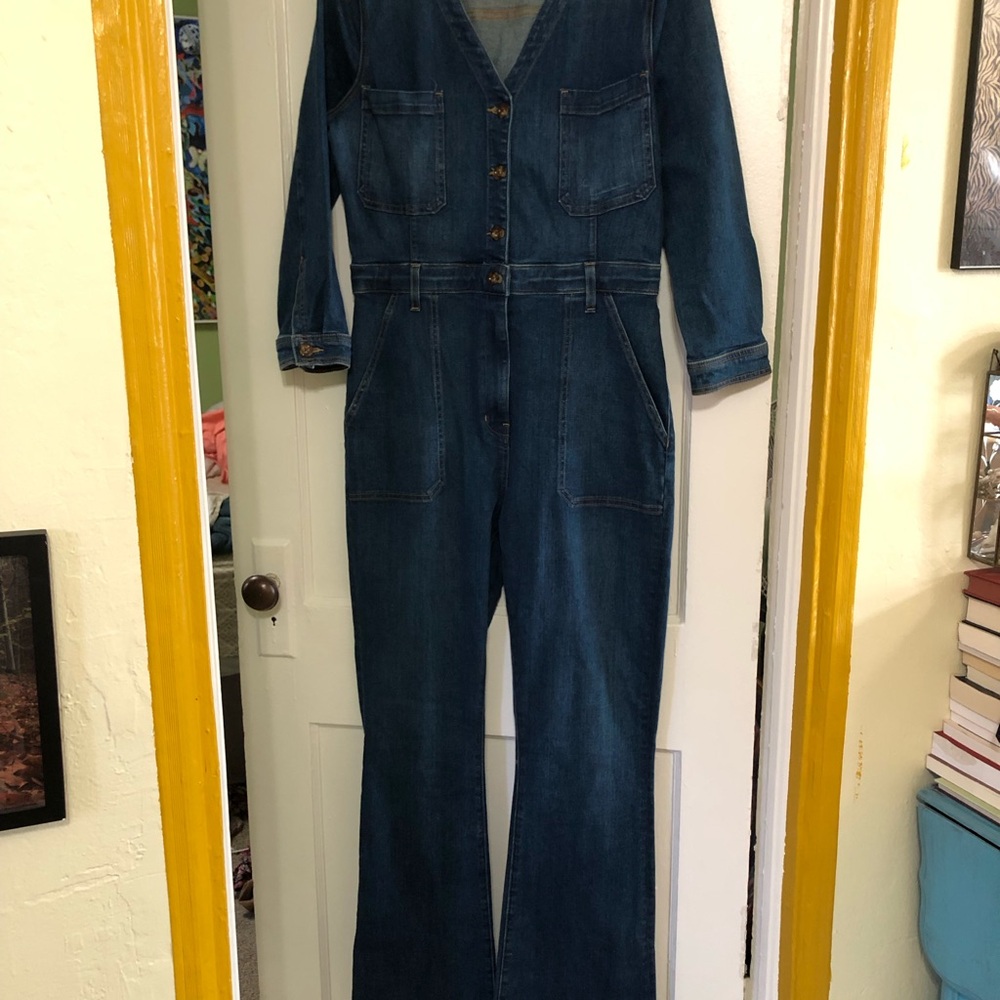 Brand new Veronica Beard 3/4 sleeve flared denim jumpsuit